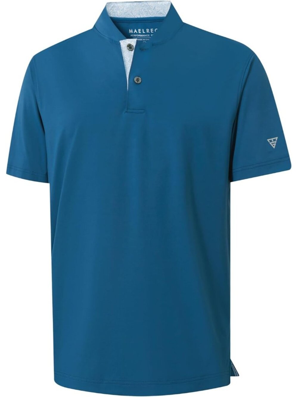 Mens Blue Collarless Golf Shirt Dry Fit Moisture Wicking Henley Tee